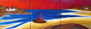 Voir le détail de cette oeuvre: Voile rouge sur la plage